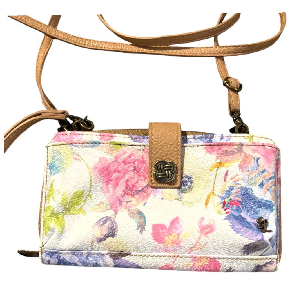 Elliott Lucca Large Phone Wristlet Wallet Crossbody‎ White Floral - Picture 5 of 11